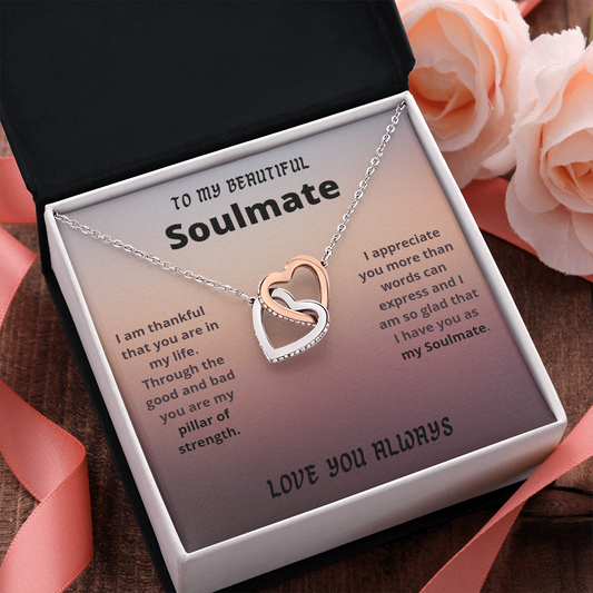 My Beautiful Soulmate / Soulmate birthday / Interlocking Hearts Necklace