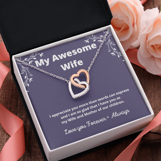 Awesome Wife, Wife Necklace, Wife Hearts Necklace, Wife Necklace Gift