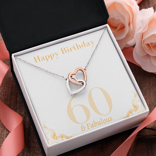 Happy Birthday / 60 & Fabulous / Interlocking Hearts Necklace