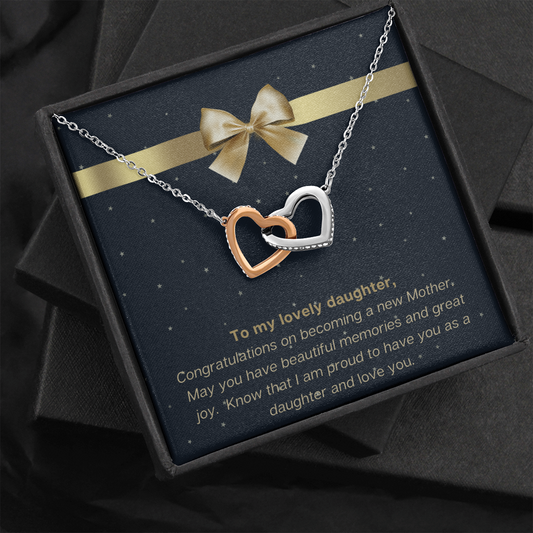 New Mom / Daughter / From Mom to Daughter / Happy Mother's Day / Two Interlocking Hearts Necklace