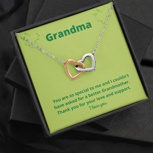 Grandma You are Special / Two Interlocking Hearts Necklace