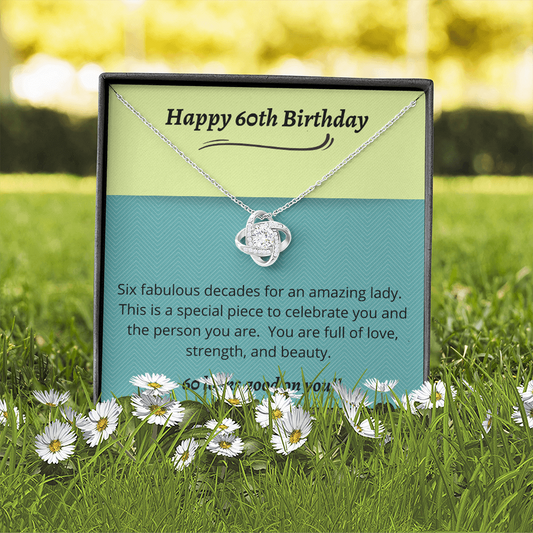 60th Birthday / Six decades for her / Love Knot Necklace Gift