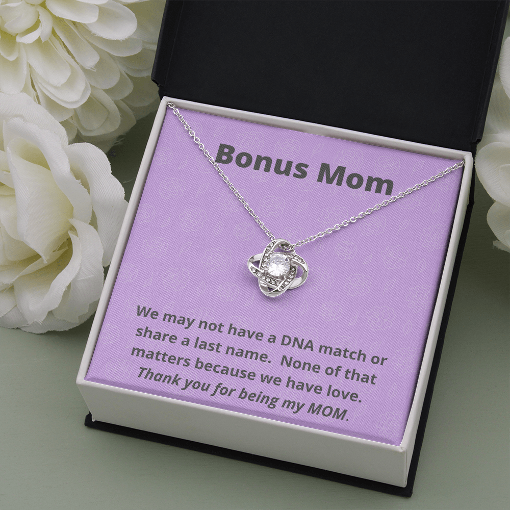 Gifts for Second Mom, Bonus Mom Gifts, Unbiological Mom Gifts, Gift Ideas for Someone Like A Mom, Step Mom Gift, Bonus Mom Necklace Silver - Black