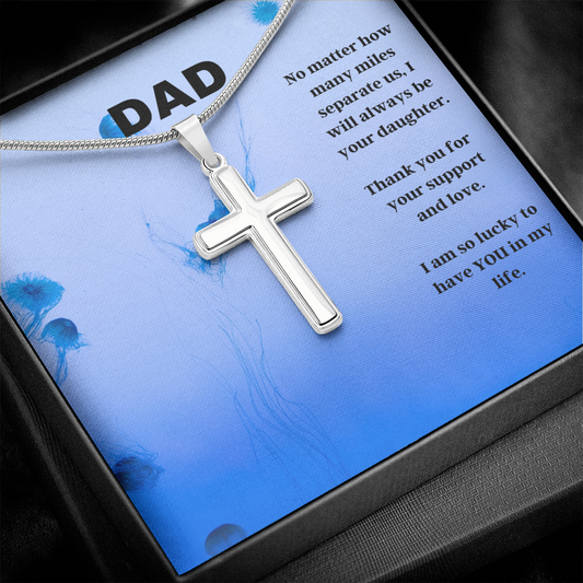 Dad / Lucky to Have you / Stainless Steel Cross Necklace