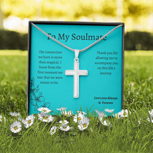 To My Soulmate / Soulmate Gift / Life's Journey Gift / Stainless Steel Cross Necklace