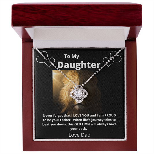 Daughter gift from dad; dad to daughter; daughter necklace gift; daughter lion dad