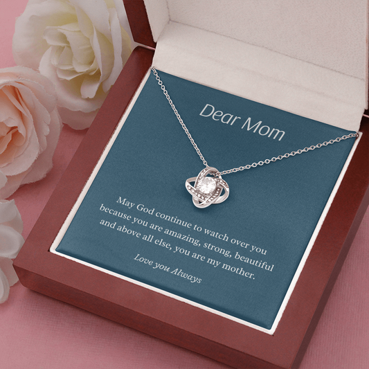 Dear Mom / God watch over from child / Mom from child / Love Knot Necklace