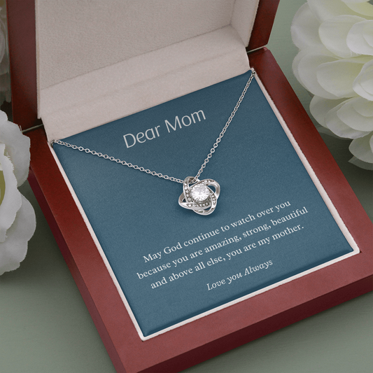 Dear Mom / God watch over from child / Mom from child / Love Knot Necklace