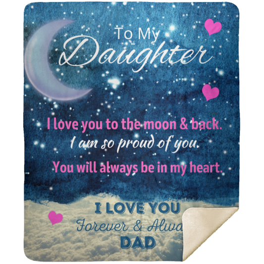 Daughter Moon & Back Blanket from Dad (Fleece/Sherpa) - 50x60