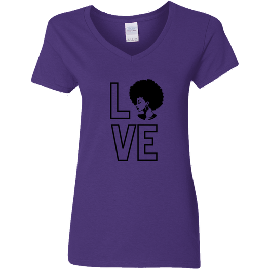 Love w/Afro - V-Neck T-Shirt