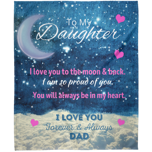 Daughter Moon & Back Blanket from Dad (Fleece/Sherpa) - 50x60