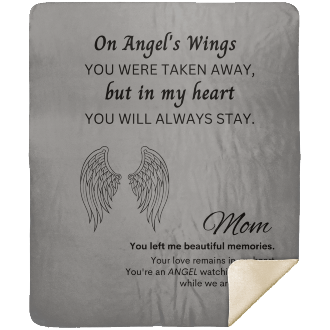 Memory Blanket for Mom (Angel's Wings) - Premium Mink Sherpa Blanket 50x60