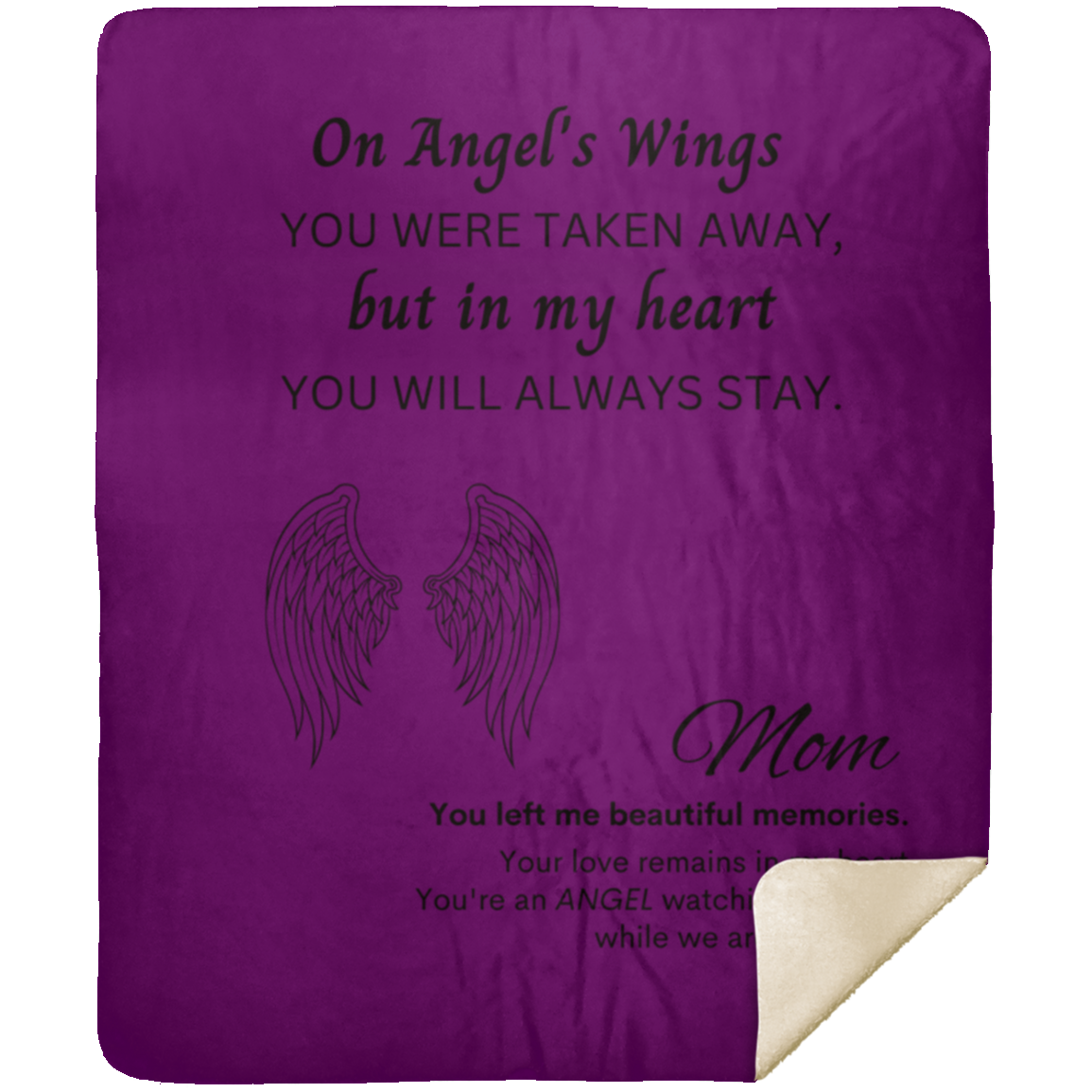 Memory Blanket for Mom (Angel's Wings) - Premium Mink Sherpa Blanket 50x60
