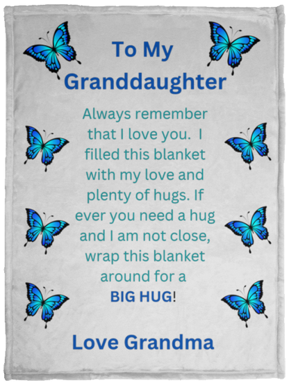 Granddaughter Butterfly - Cozy Plush Fleece Blanket - 30x40
