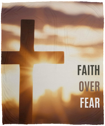 Faith Over Fear - Cozy Plush Fleece Blanket - 50x60