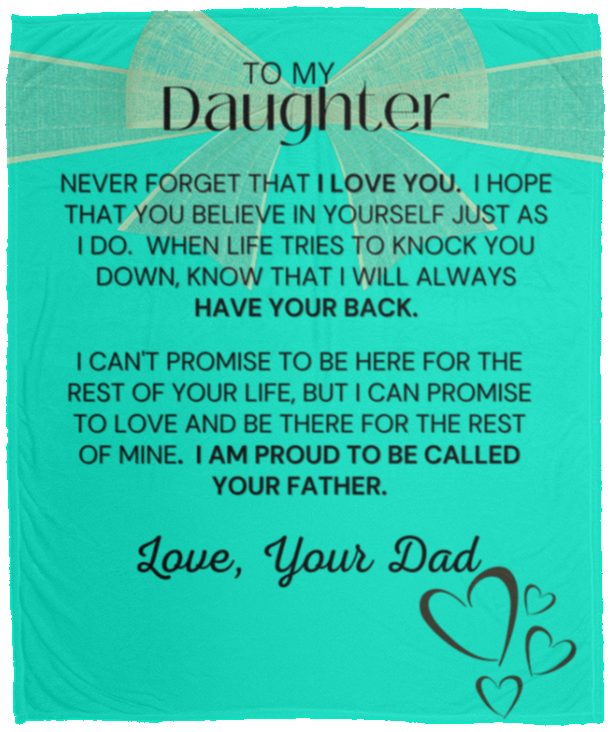 Daughter Bow from Dad - Cozy Plush Fleece Blanket - 50x60