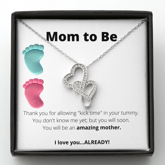 Mom to Be / New Mom / Baby to Mom for Mother's Day / Double Hearts Necklace
