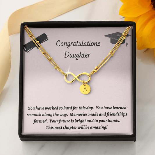 Congratulations Daughter / Graduate / Infinity Bracelet with Circle Charms