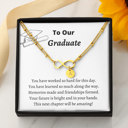 To Our Graduate / Infinity Gold Bracelet with Circle Charms