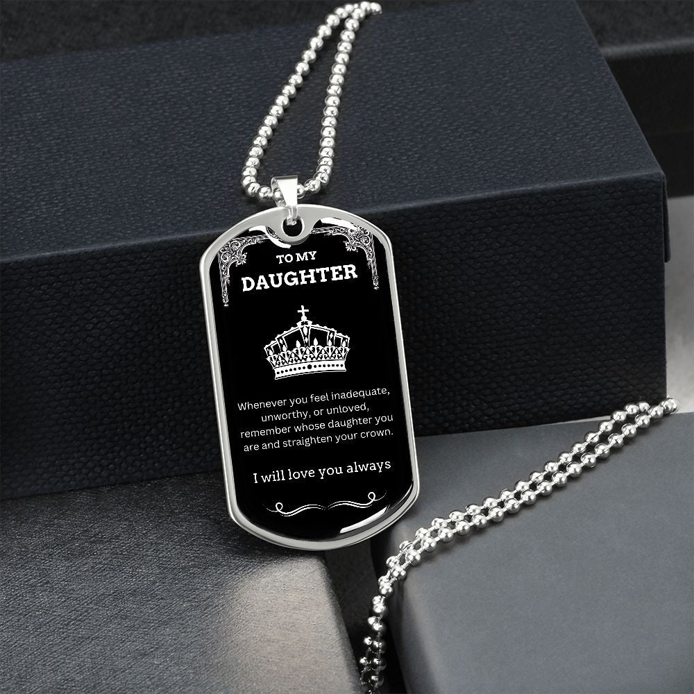 Daughter - Crown - Dog Tag Necklace
