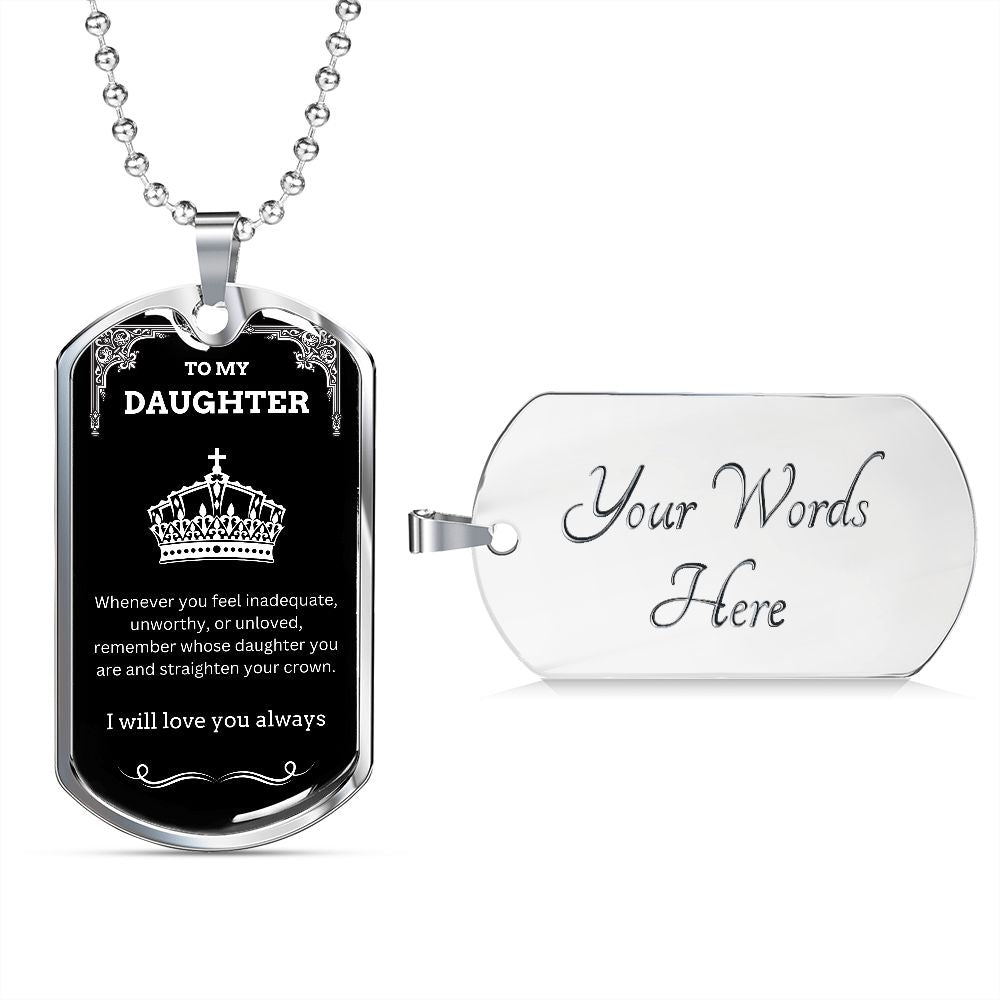 Daughter - Crown - Dog Tag Necklace