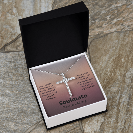 Soulmate / Soulmate Pillar of Strength / Soulmate Gift / CZ Cross Necklace