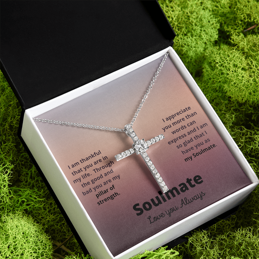 Soulmate / Soulmate Pillar of Strength / Soulmate Gift / CZ Cross Necklace