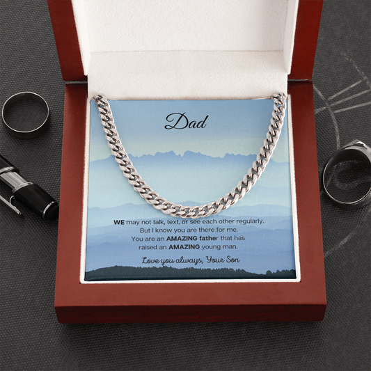 Dad | Dad from Son | Amazing Father Love Your Son | Cuban Link Chain Necklace w/Mahoghany Box