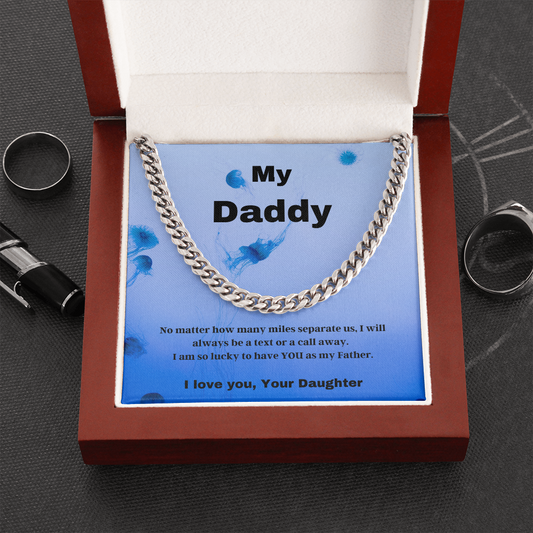Daddy / My Daddy / Cuban Link Chain Necklace w/Mahoghany Box