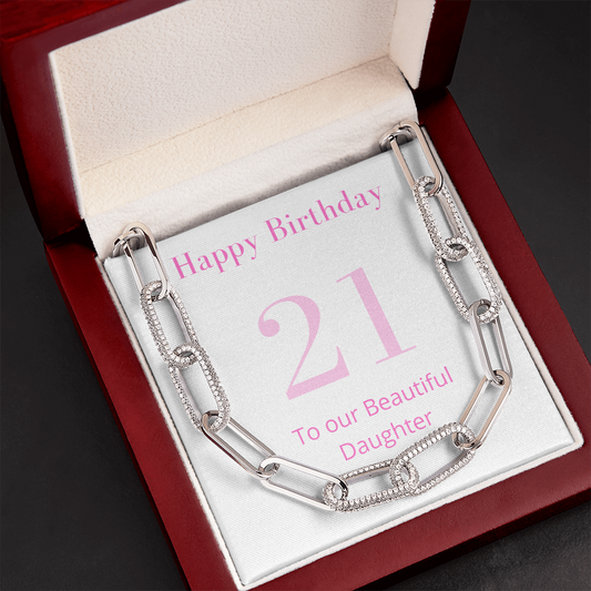 Happy 21st Birthday / Birthday for Daughter / 21 Year old Daughter / Forever Linked Necklace