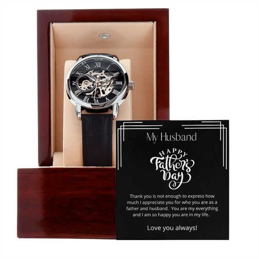 Husband for Father's Day / Father's Day Watch Gift / Elegant Openwork Watch Gift