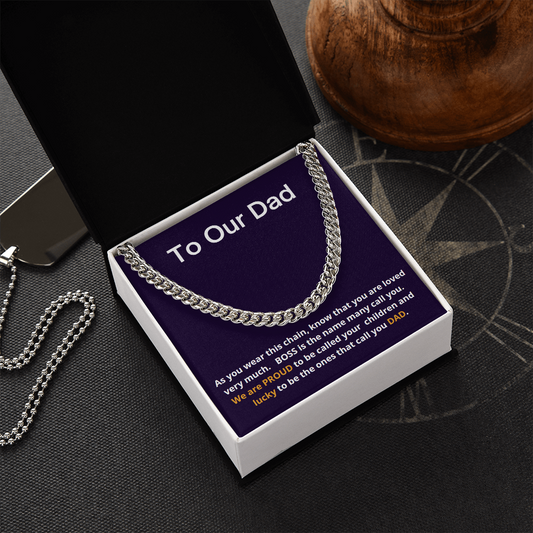 Dad / Dad Gift / Dad from Children / Adjustable Cuban Link Chain Necklace