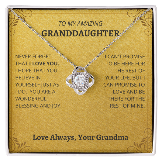 Granddaughter - Blessing and Joy - Love Knot Necklace