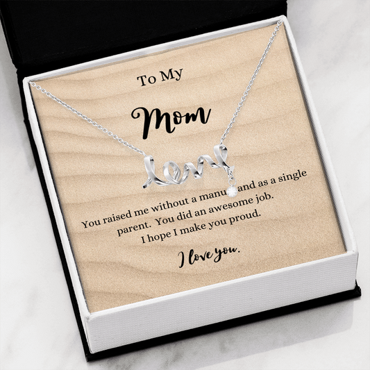 scripted love necklace, love necklace for mom, necklace for mom