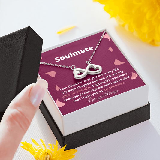 Soulmate / Soulmate Love you Always / Necklace Gift for Soulmate / Infinity Heart Necklace