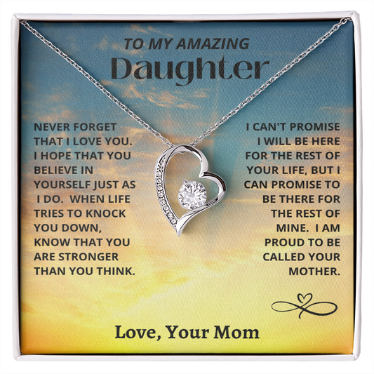 Amazing Daughter - You are Stronger - Forever Love Necklace