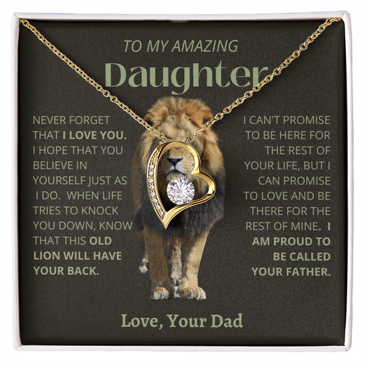 Amazing Daughter - Dad Old Lion - Forever Love Necklace