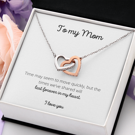 To My Mom/ Forever in my heart / Two Hearts Necklace