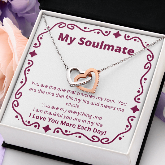 My Soulmate / Soulmate My Everything / Soulmate Gift / Interlocking Hearts Necklace Gift