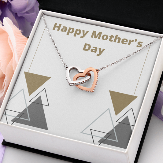 Happy Mother's Day w/Triangles / Interlocking Hearts Necklace
