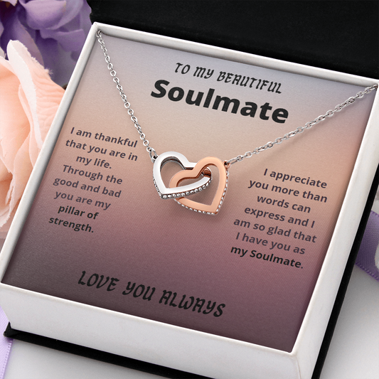 My Beautiful Soulmate / Soulmate birthday / Interlocking Hearts Necklace