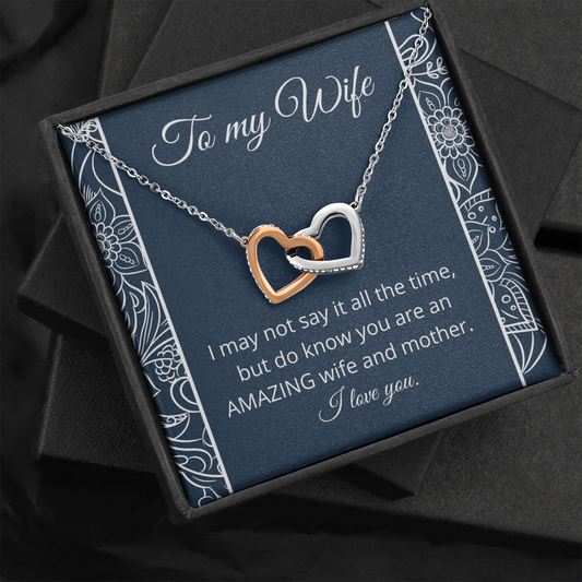 To My Wife / New Wife / Interlocking Hearts Necklace