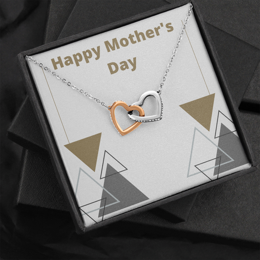 Happy Mother's Day w/Triangles / Interlocking Hearts Necklace