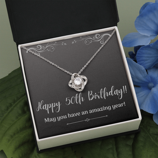 Happy 50th Birthday / 50th Birthday for Her / Love Knot Necklace