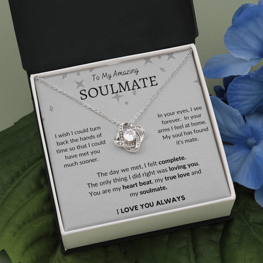 love knot necklace, soulmate necklace gift, gift for soulmate, soulmate heart beat