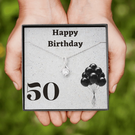 Happy Birthday / 50 and balloons to celebrate / Alluring Beauty Necklace