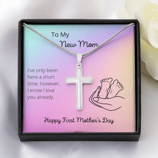 New Mom / First Mother's Day / Stainless Steel Cross Necklace