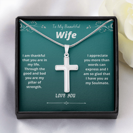 Wife Gift, Wife Necklace Gift, Wife Cross Necklace, Wife