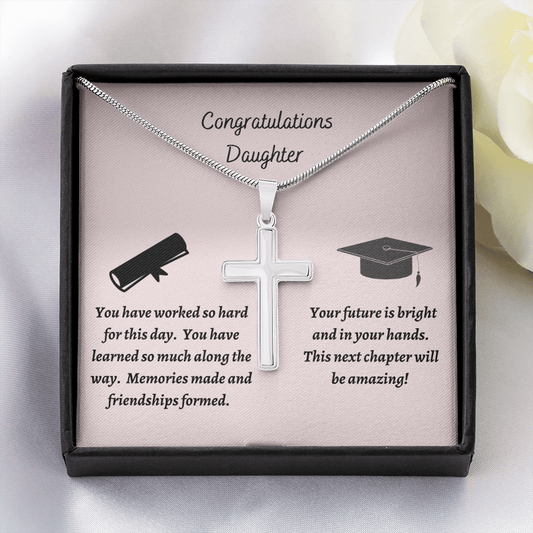 Congratulations Daughter / Graduate / Stainless Steel Cross Necklace