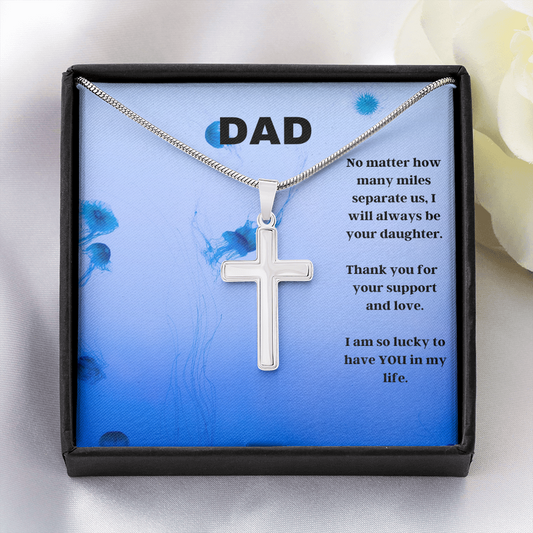 Dad / Lucky to Have you / Stainless Steel Cross Necklace